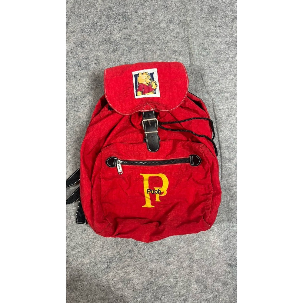 VTG Disney Winnie the Pooh Red Padded Strap Nylon Buckle Close Kids Backpack